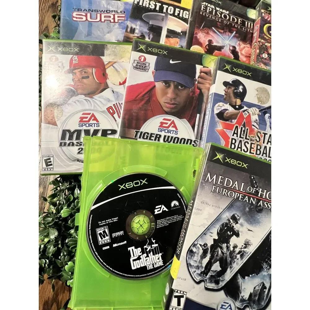Microsoft Original Xbox NTSC Game Lot w/ Cases Star Wars, Ghost Recon, Sports